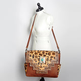 American Darling Messenger Hand Tooled Hair On Genuine Leather Western Women Bag Handbag Purse | Cute