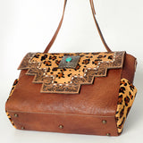 American Darling Messenger Hand Tooled Hair On Genuine Leather Western Women Bag Handbag Purse | Cute