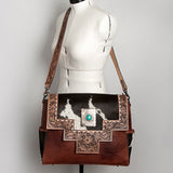 American Darling Messenger Hand Tooled Hair On Genuine Leather Western Women Bag Handbag Purse | Cute