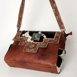 American Darling Messenger Hand Tooled Hair On Genuine Leather Western Women Bag Handbag Purse | Cute