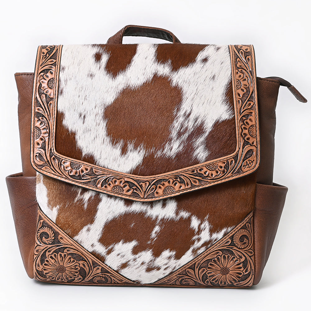 American Darling Backpack Hand Tooled Hair On Genuine Leather Western Women Bag Handbag Purse | for Laptop School