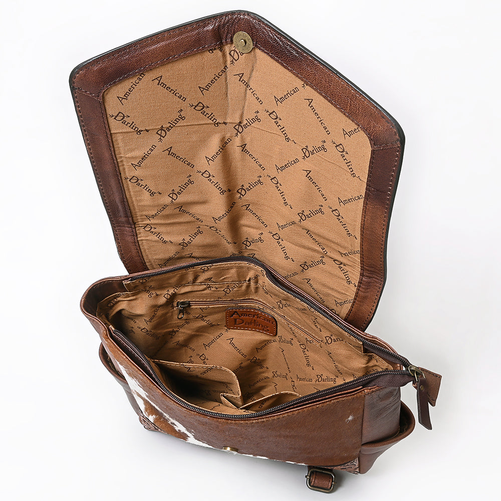 American Darling Backpack Hand Tooled Hair On Genuine Leather Western Women Bag Handbag Purse | for Laptop School