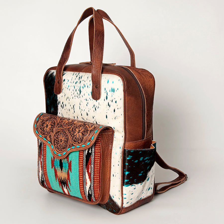 American Darling Hand Tooled Floral and Saddle Blanket Leather Western Backpack - Uhorse