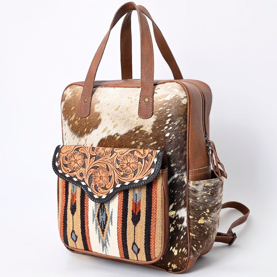 American Darling Hand Tooled Floral and Saddle Blanket Leather Western Backpack - Uhorse