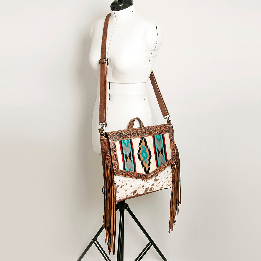 American Darling Messenger Hand Tooled Saddle Blanket Hair On Genuine Leather Western Women Bag Handbag Purse | Cute