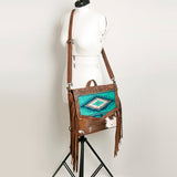 American Darling Messenger Hand Tooled Saddle Blanket Hair On Genuine Leather Western Women Bag Handbag Purse | Cute