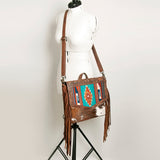 American Darling Messenger Hand Tooled Saddle Blanket Hair On Genuine Leather Western Women Bag Handbag Purse | Cute