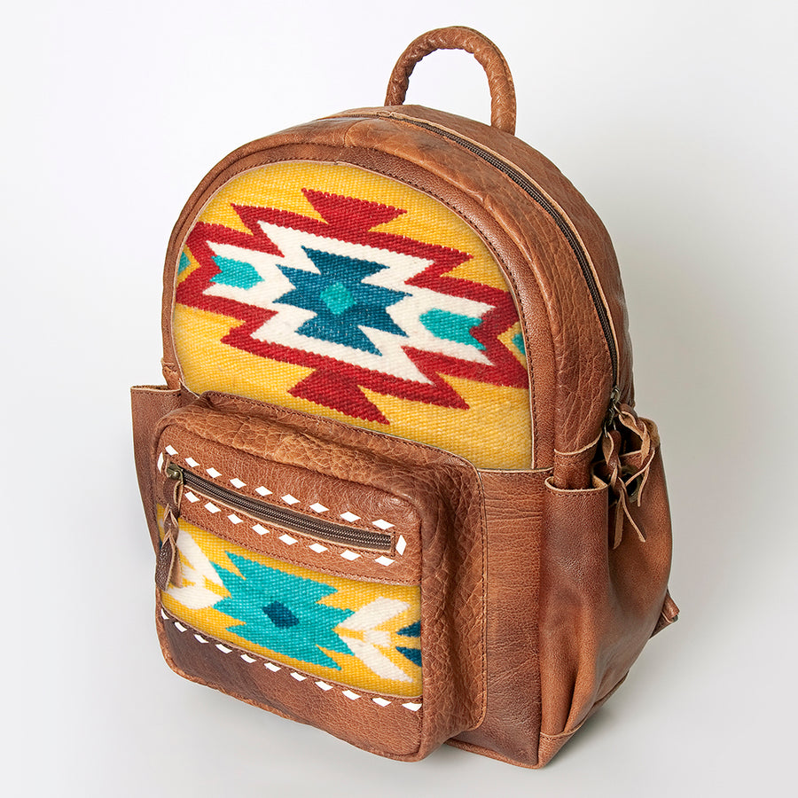 American Darling Hand Woven Saddle Blanket and Leather Western Backpack - Uhorse