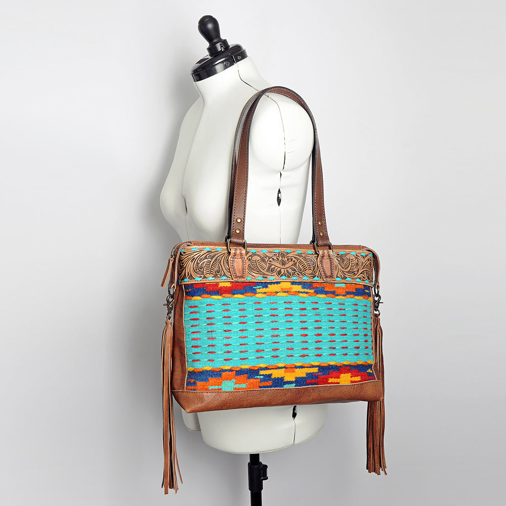 American Darling Tote Hand Tooled Saddle Blanket Genuine Leather Western Women Bag Handbag Purse | Travel Bags College Casual