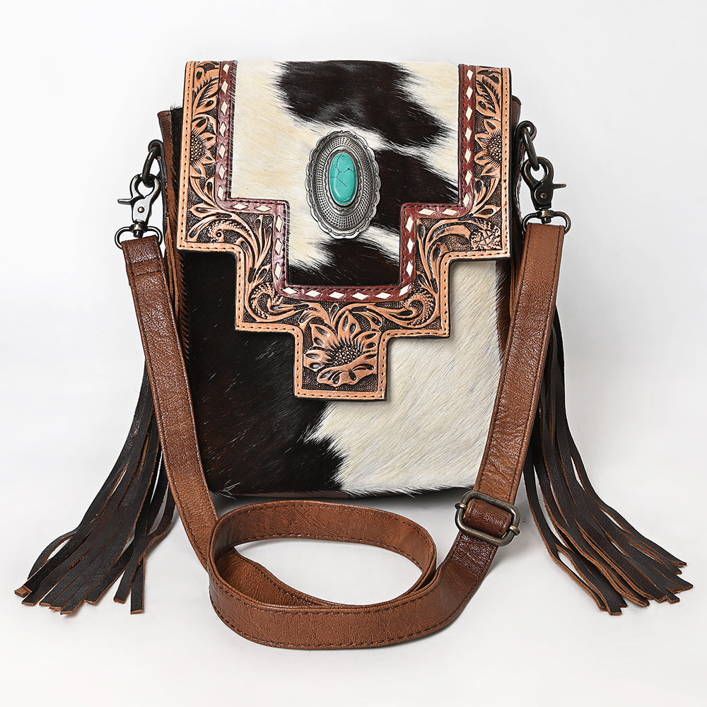 American Darling Cross Body Hand Tooled Hair-On Genuine Leather Western Women Bag Handbag Purse | for Cute
