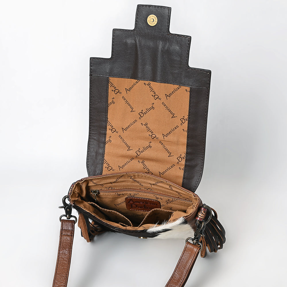 American Darling Cross Body Hand Tooled Hair-On Genuine Leather Western Women Bag Handbag Purse | for Cute