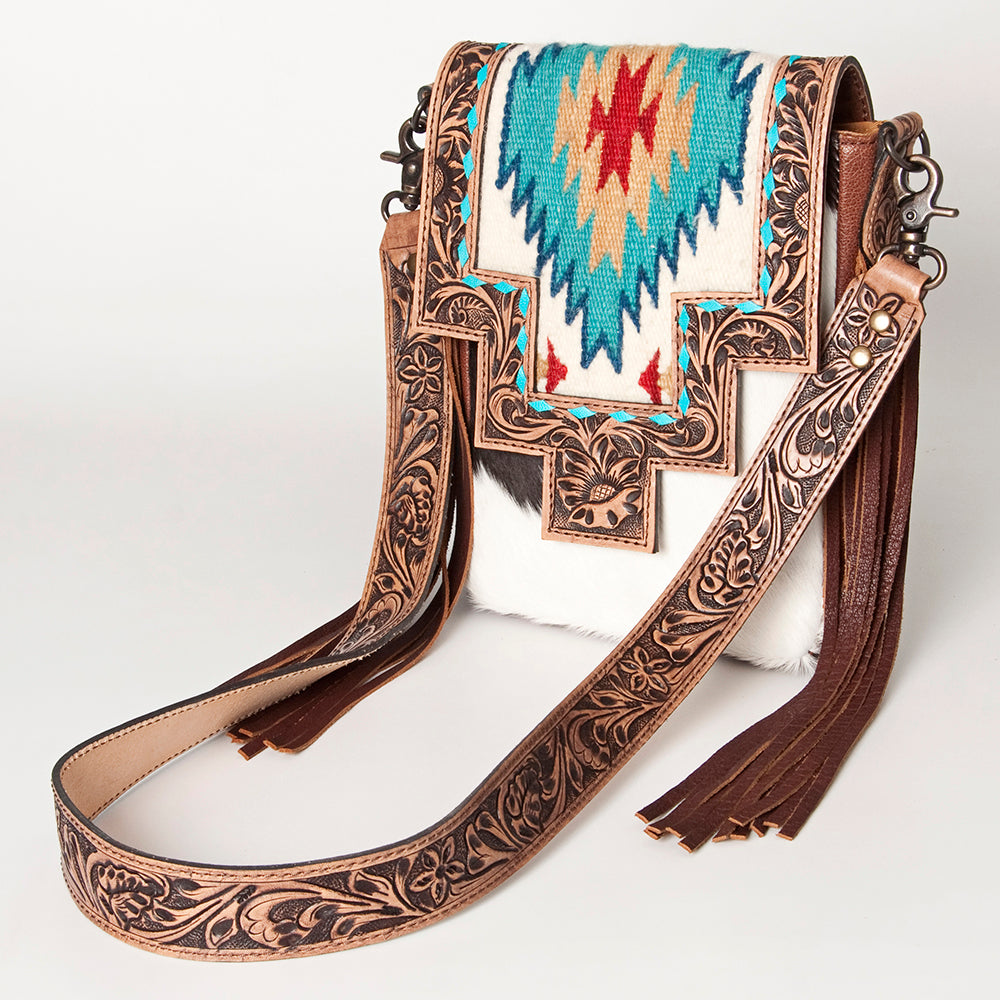 American Darling Cross Body Hand Tooled Saddle Blanket Hair On Genuine Leather Western Women Bag Handbag Purse Crossbody Cute