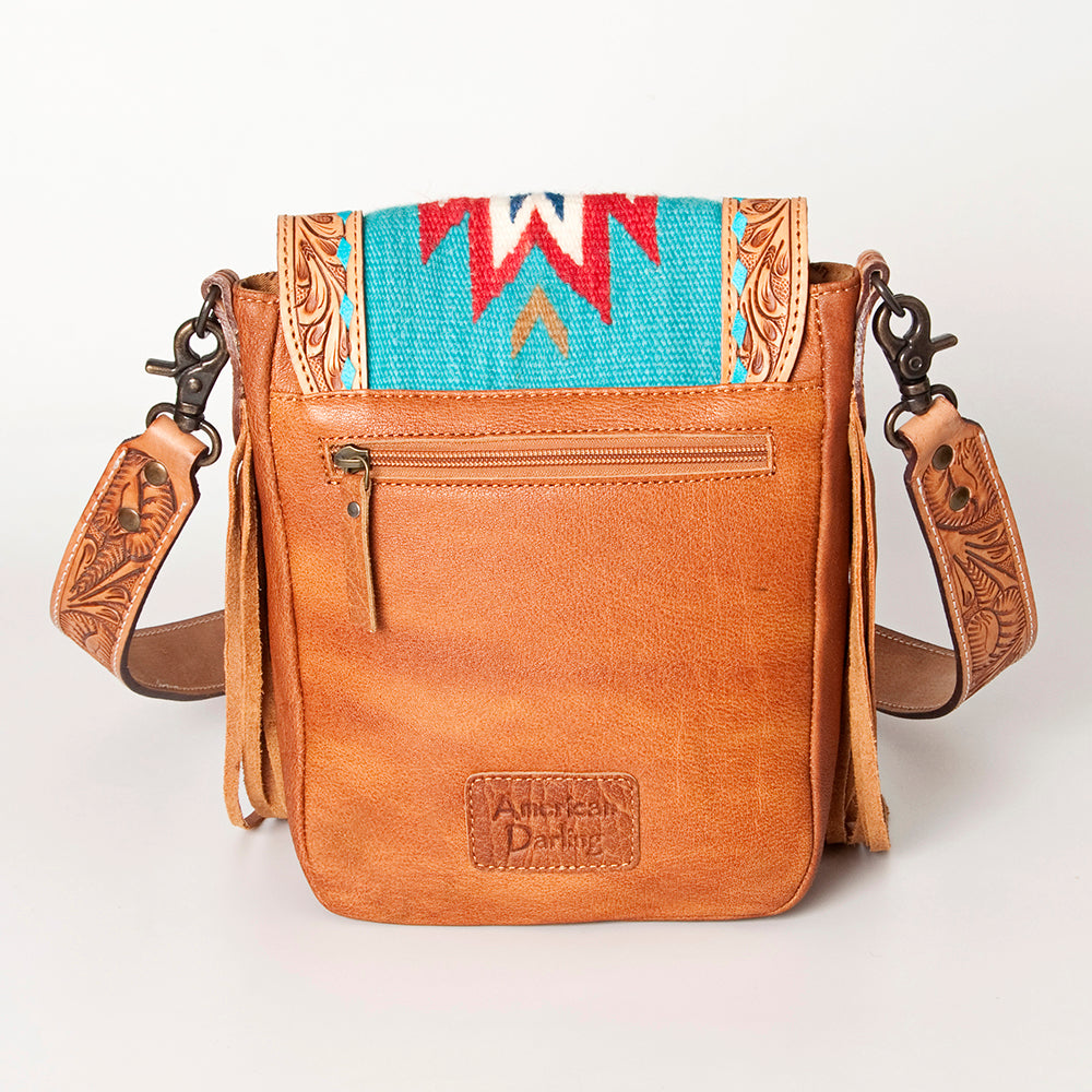 American Darling Cross Body Hand Tooled Saddle Blanket Hair On Genuine Leather Western Women Bag Handbag Purse Crossbody Cute