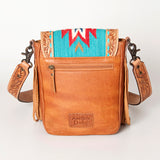 American Darling Cross Body Hand Tooled Saddle Blanket Hair On Genuine Leather Western Women Bag Handbag Purse Crossbody Cute
