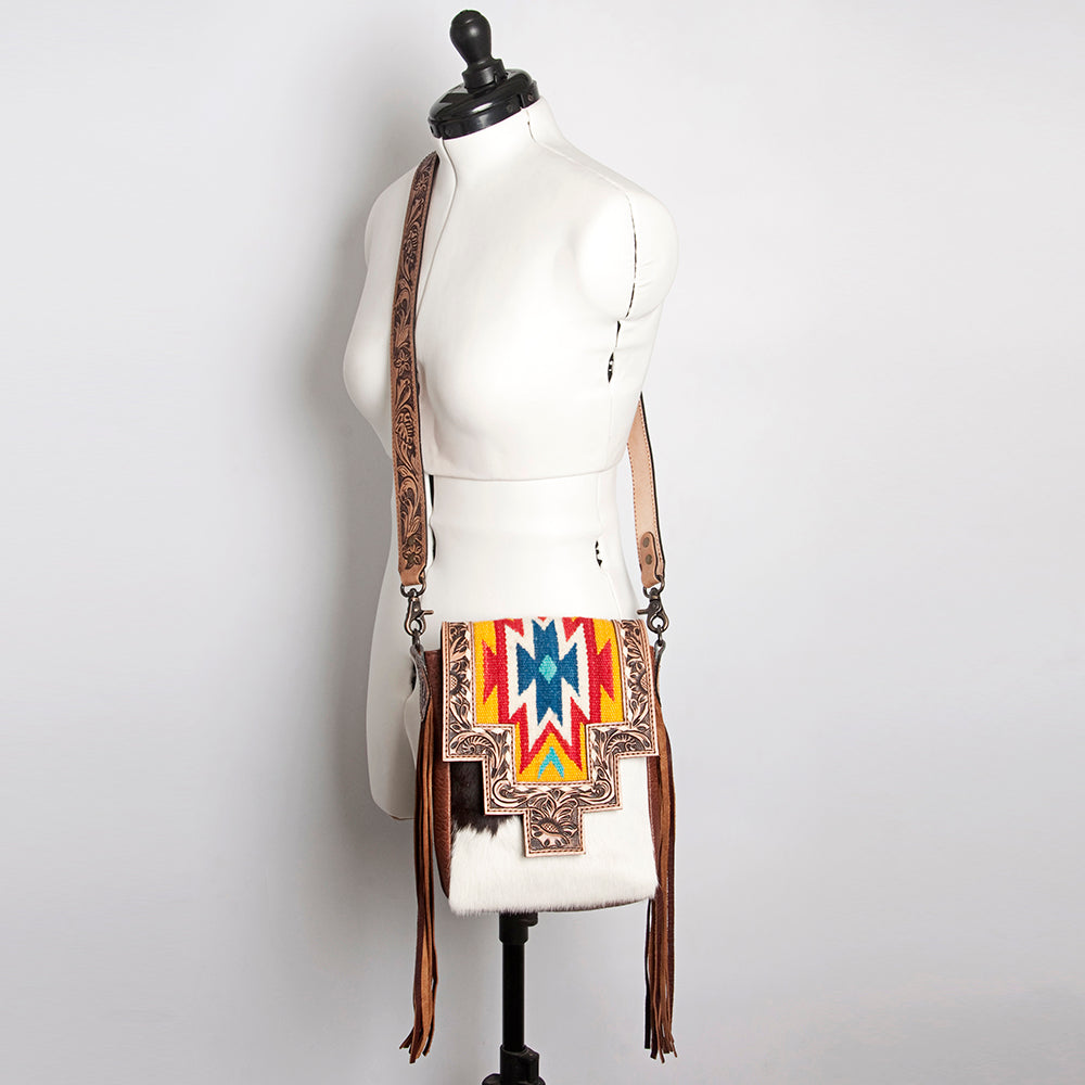 American Darling Cross Body Hand Tooled Saddle Blanket Hair On Genuine Leather Western Women Bag Handbag Purse Crossbody Cute