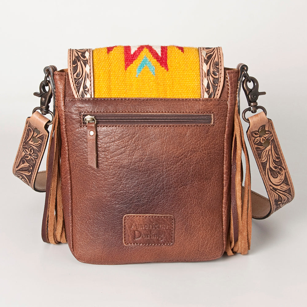 American Darling Cross Body Hand Tooled Saddle Blanket Hair On Genuine Leather Western Women Bag Handbag Purse Crossbody Cute