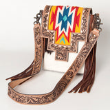 American Darling Cross Body Hand Tooled Saddle Blanket Hair On Genuine Leather Western Women Bag Handbag Purse Crossbody Cute