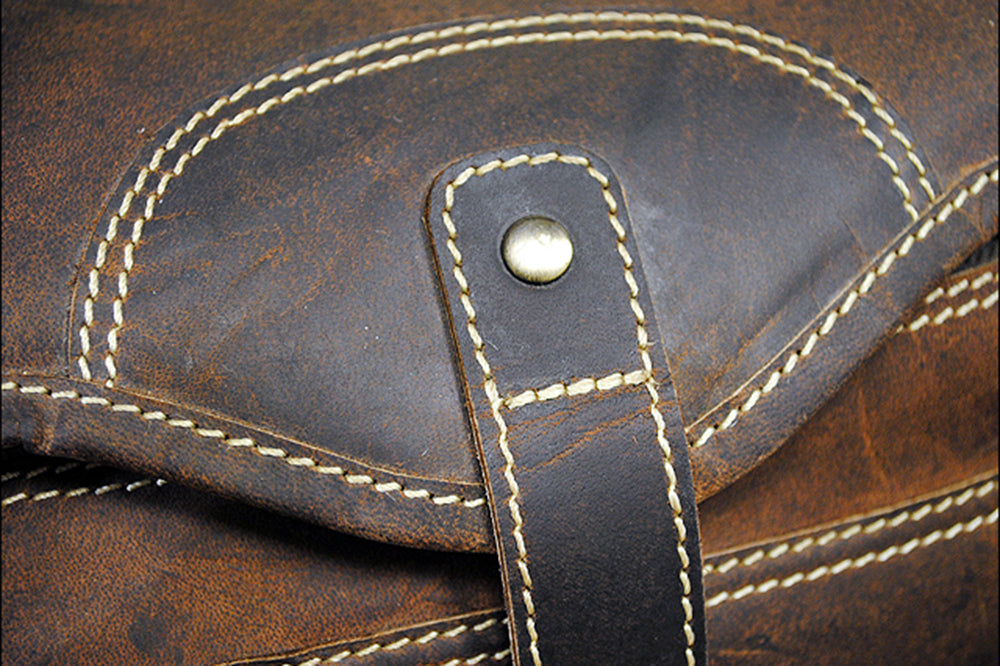 15”W x 10”H x 8”D Leather Duffle Bag 15 Inches