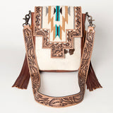 American Darling Cross Body Hand Tooled Saddle Blanket Hair On Genuine Leather Western Women Bag Handbag Purse Crossbody Cute