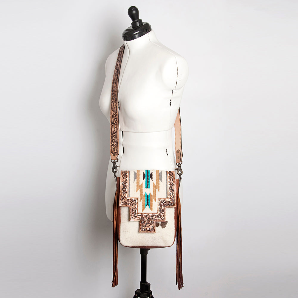 American Darling Cross Body Hand Tooled Saddle Blanket Hair On Genuine Leather Western Women Bag Handbag Purse Crossbody Cute