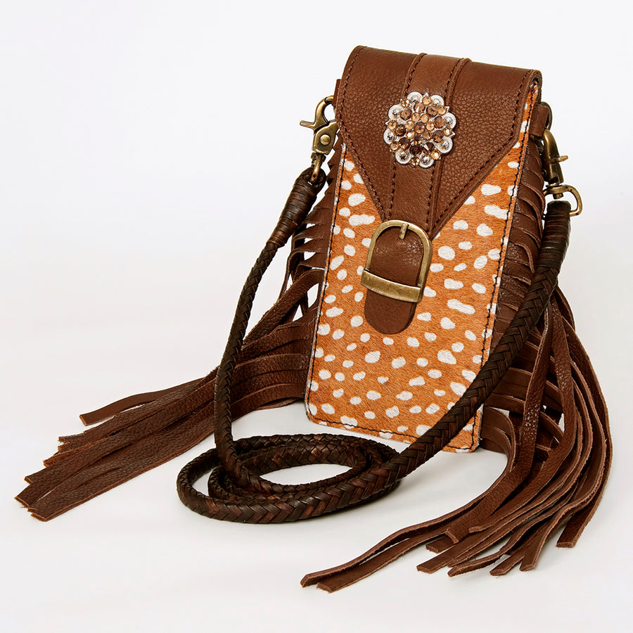 American Darling Hair-On Cowhide Cell Phone Holder Genuine Leather - Uhorse