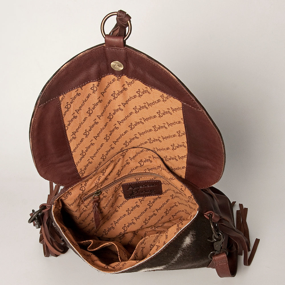 American Darling Messenger Hand Tooled Saddle Blanket Hair On Genuine Leather Women Bag Western Handbag Purse