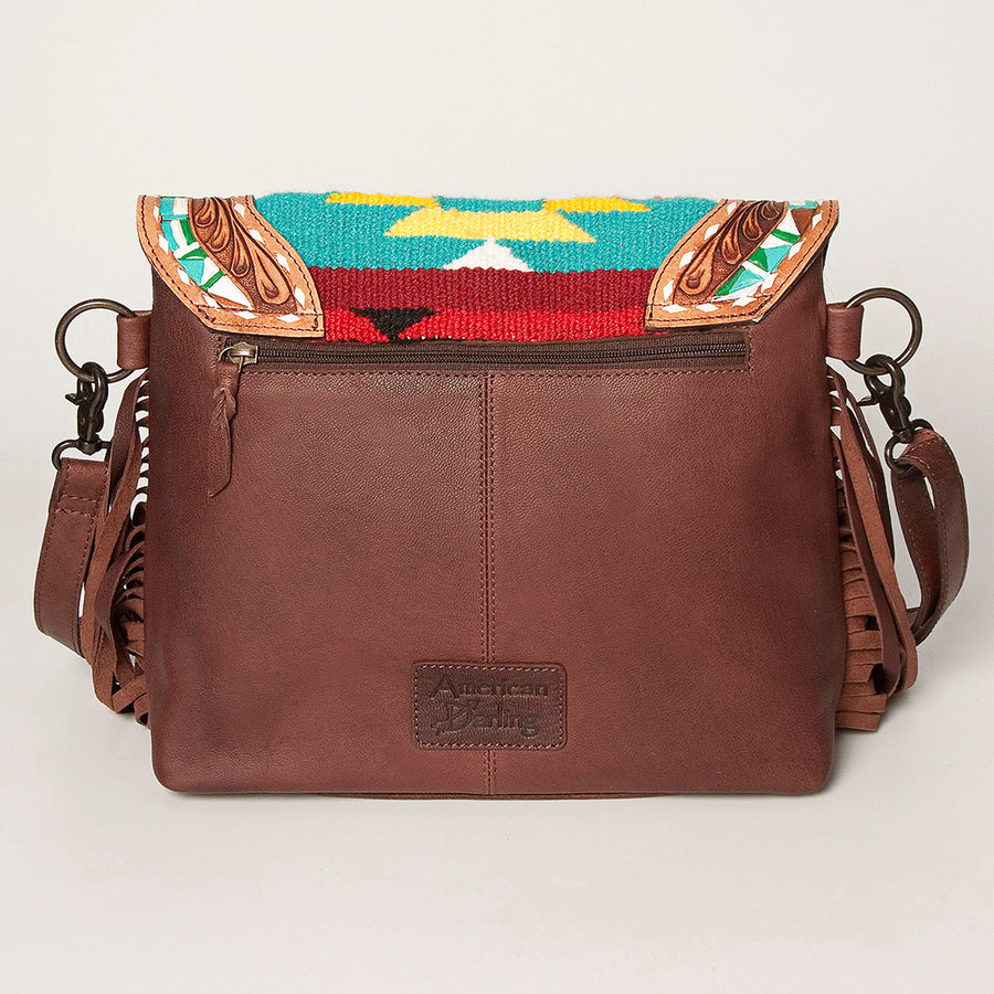 American Darling Messenger Hand Tooled Saddle Blanket Hair On Genuine Leather Women Bag Western Handbag Purse