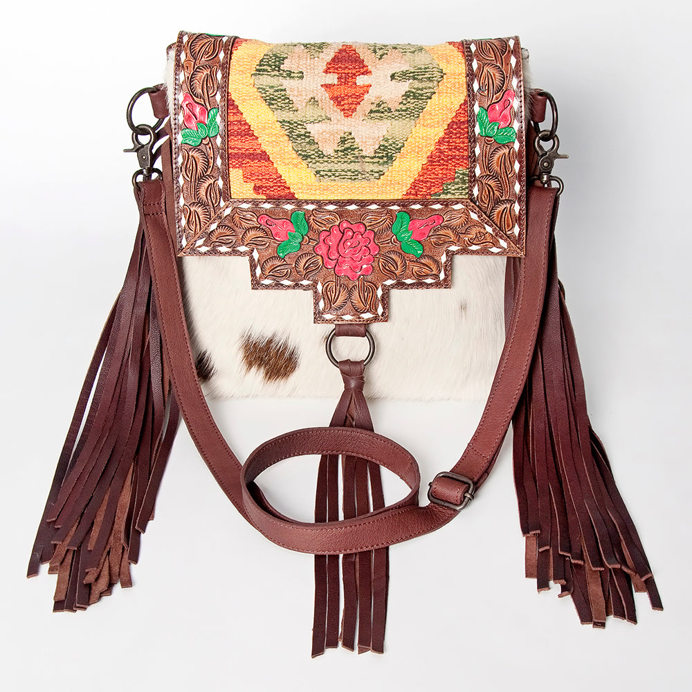 American Darling Cross Body II Hand Tooled Hair On Genuine Leather Women Bag Western Handbag Purse