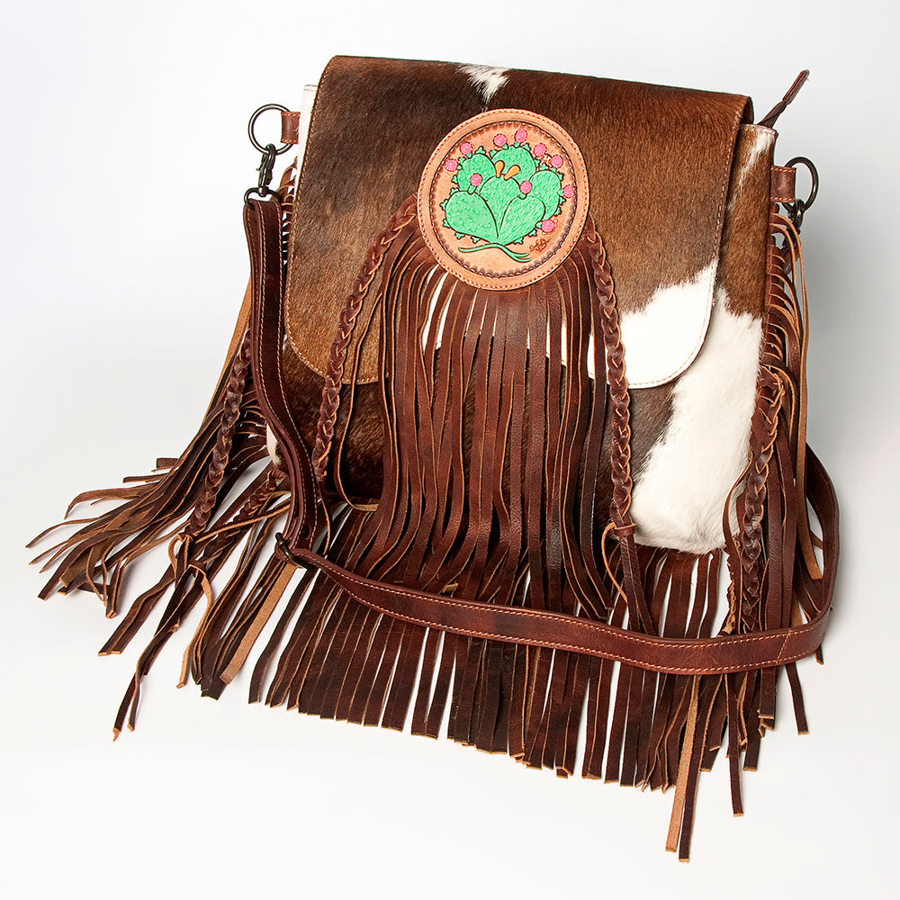 American Darling Messenger Hand Tooled Hair-On Genuine Leather Women Bag Western Handbag Purse