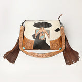 American Darling Messenger Hand Tooled Hair-On Genuine Leather Women Bag Western Handbag Purse