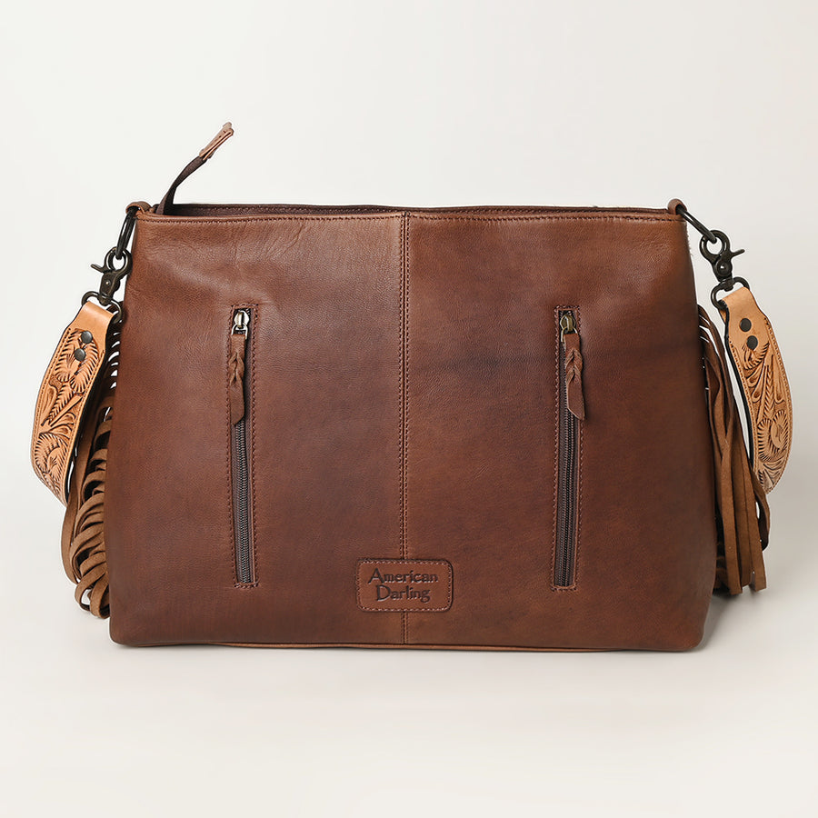 American Darling Messenger Hand Tooled Hair-On Genuine Leather Women Bag Western Handbag Purse
