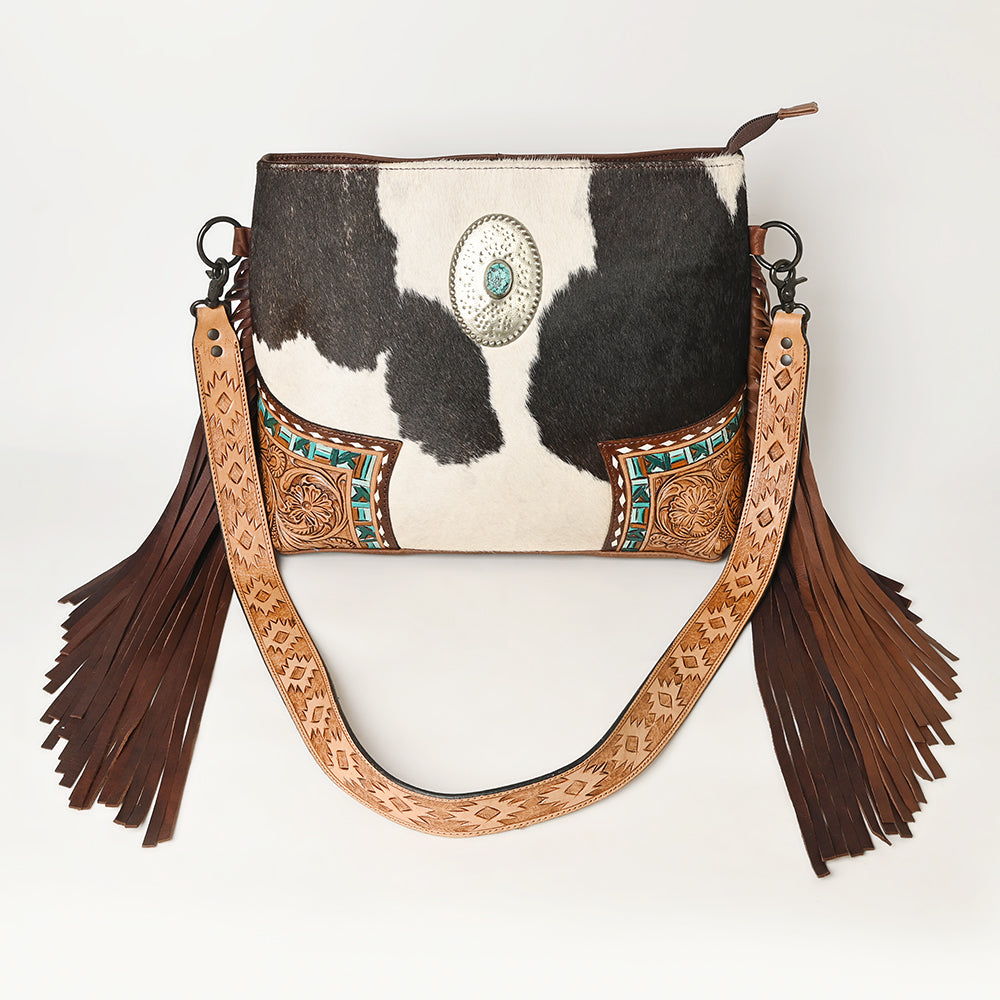 American Darling Crossbody Hand Tooled Hair-On Genuine Leather Women Bag Western Handbag Purse