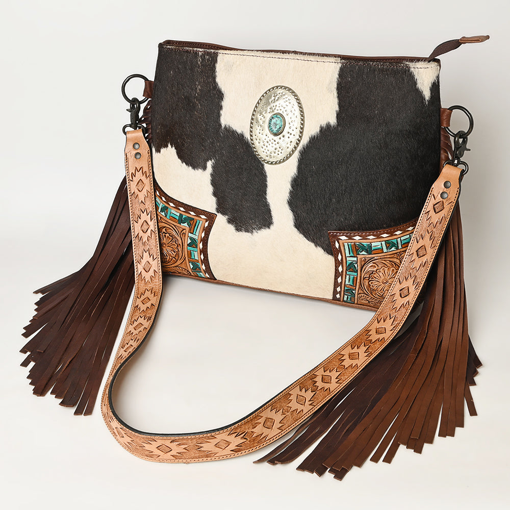 American Darling Crossbody Hand Tooled Hair-On Genuine Leather Women Bag Western Handbag Purse