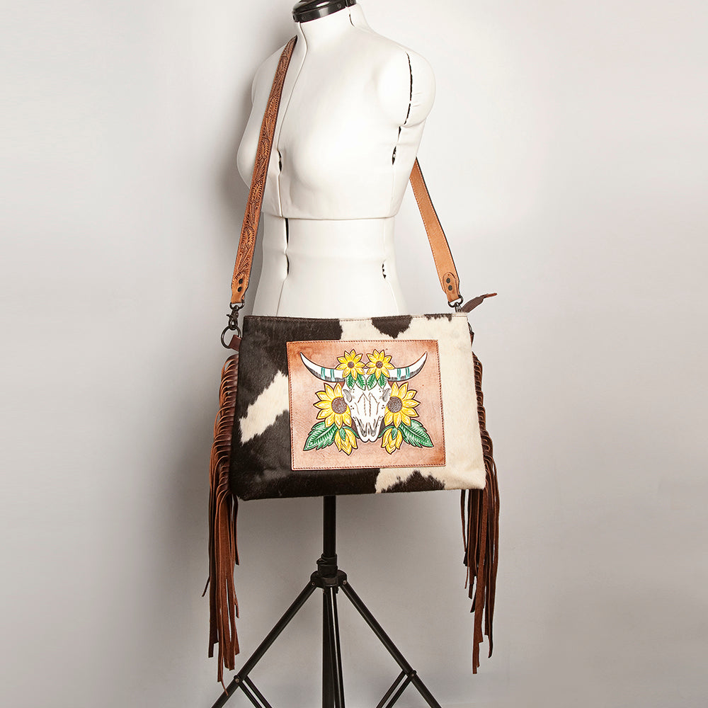 American Darling Crossbody Hand Tooled Hair-On Genuine Leather Women Bag Western Handbag Purse