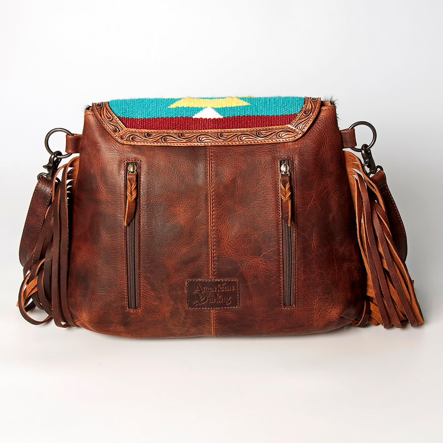 American Darling Messenger Hand Tooled Hair-On Genuine Leather Women Bag Western Handbag Purse