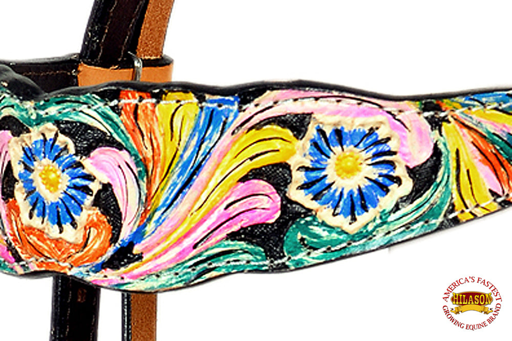 Western Horse Headstall Tack American Leather Tan Hilason
