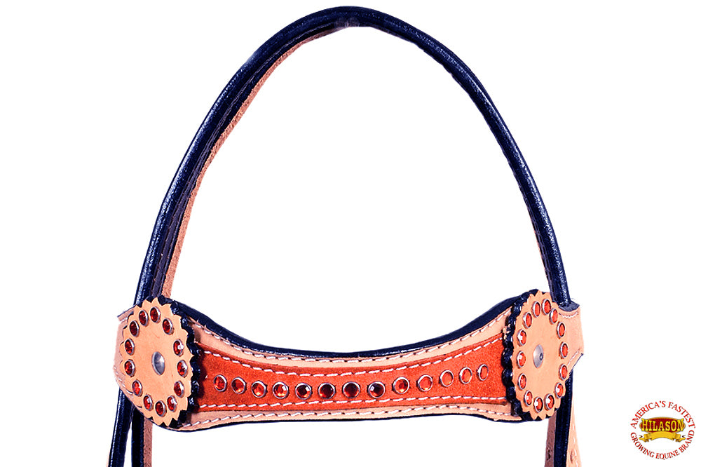 HILASON Western Horse Headstall Tack American Leather Tan | for Horses Headstalls