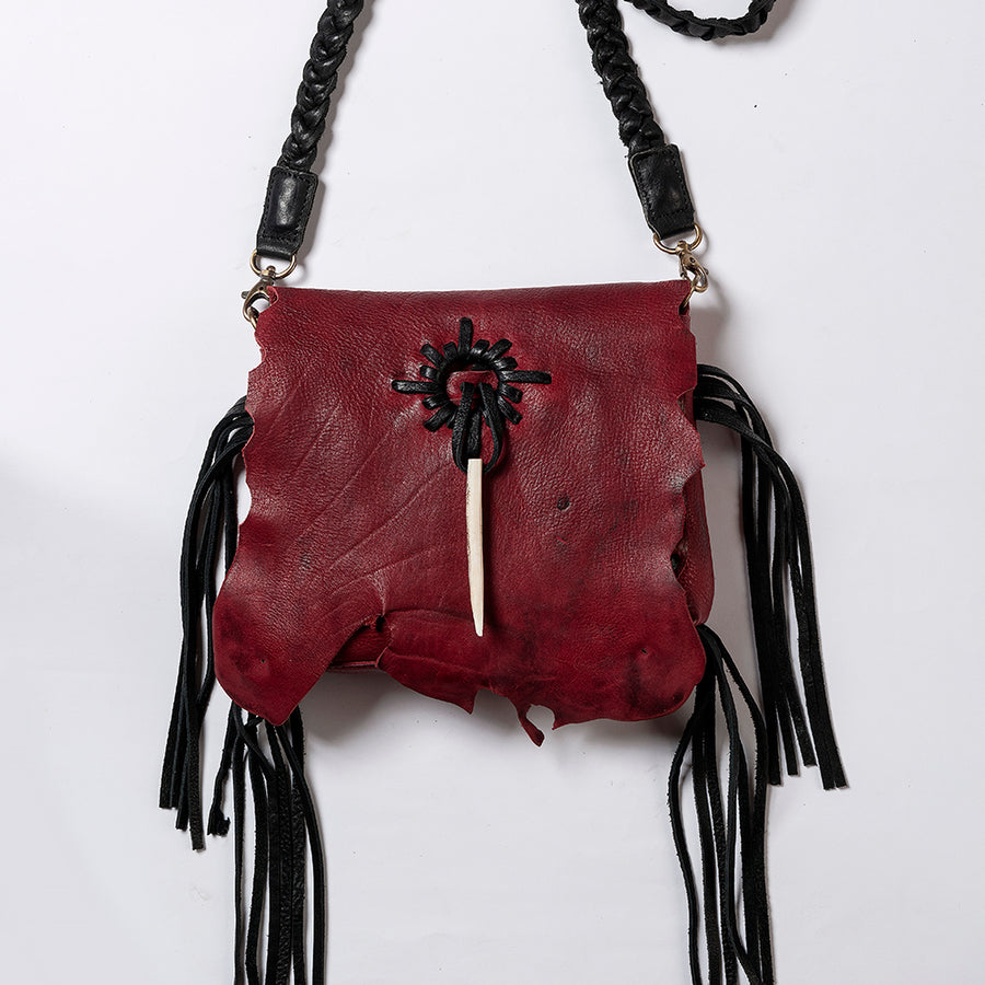 American Darling Cross body Bag Western Genuine Leather Handcrafted Purse with Fringes and Braided Strap