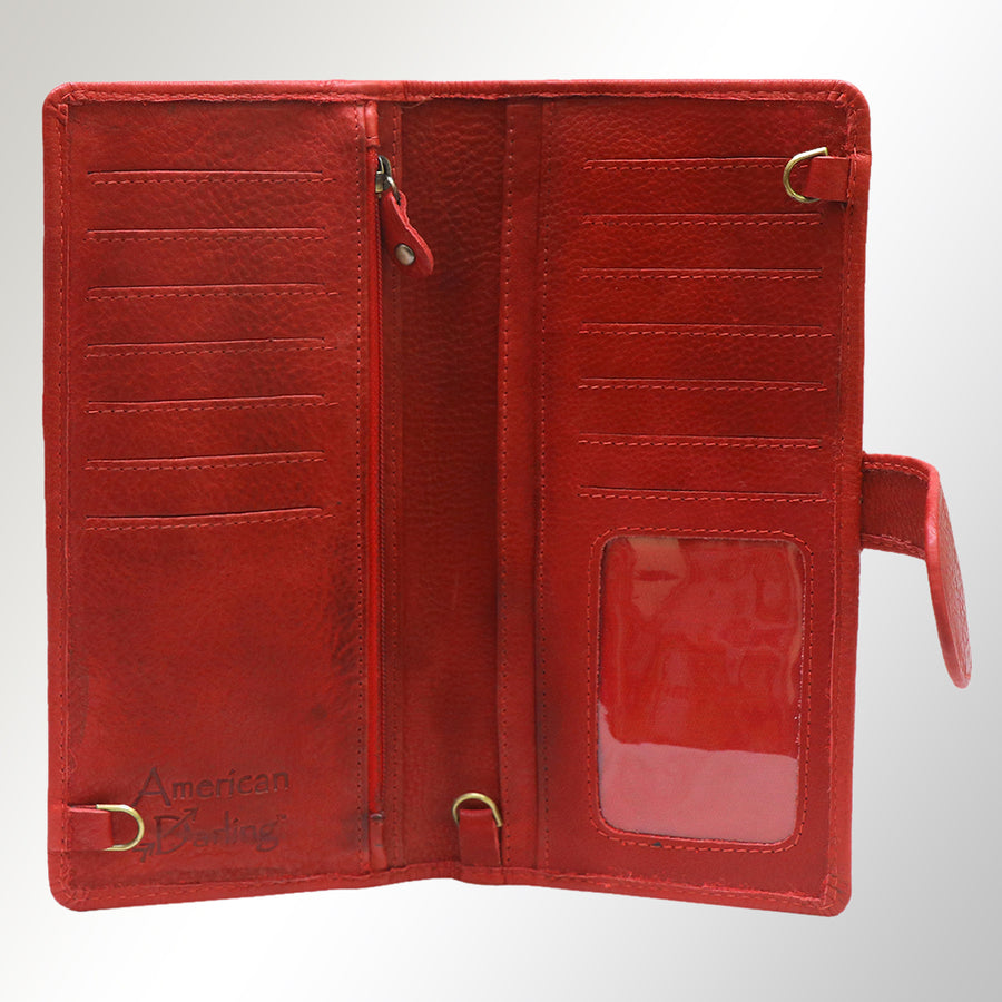 American Darling Wristlet Bag, Hand-Painted Genuine Leather, Western Vegetable Tanned Full Grain Leather Wallet Bag