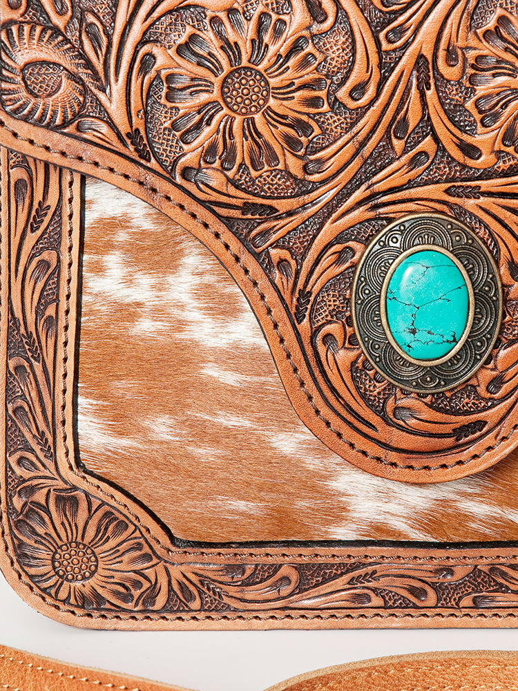 American Darling Small Crossbody Hand Tooled Hair On Genuine Leather Western Women Bag Handbag Purse | for Cute