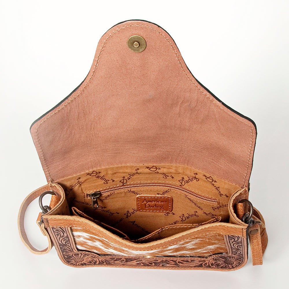 American Darling Small Crossbody Hand Tooled Hair On Genuine Leather Western Women Bag Handbag Purse | for Cute