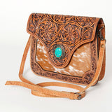 American Darling Small Crossbody Hand Tooled Hair On Genuine Leather Western Women Bag Handbag Purse | for Cute