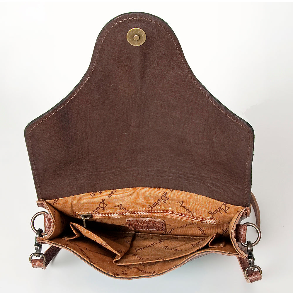 American Darling Small Crossbody Hand Tooled Hair On Genuine Leather Western Women Bag Handbag Purse | for Cute