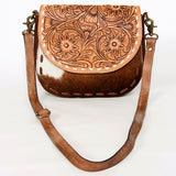 American Darling Messenger Hand Tooled Hair on Genuine Leather Western Women Bag Handbag Purse | Cute