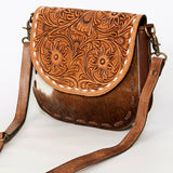 American Darling Messenger Hand Tooled Hair on Genuine Leather Western Women Bag Handbag Purse | Cute