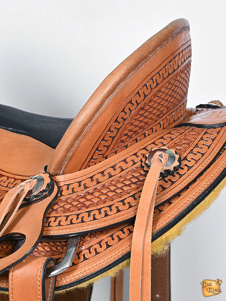 HILASON Western Horse Saddle American Leather Wade Ranch Roping Light Antique Tan | Hand Tooled & For Horses