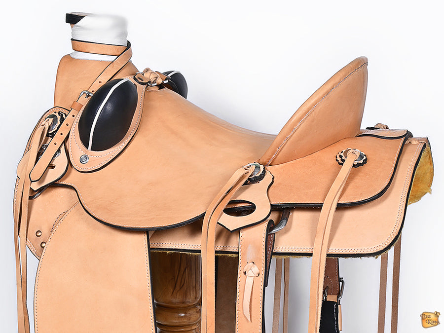 HILASON Western Horse Saddle American Leather Wade Ranch Roping Tan | Hand Tooled & For Horses