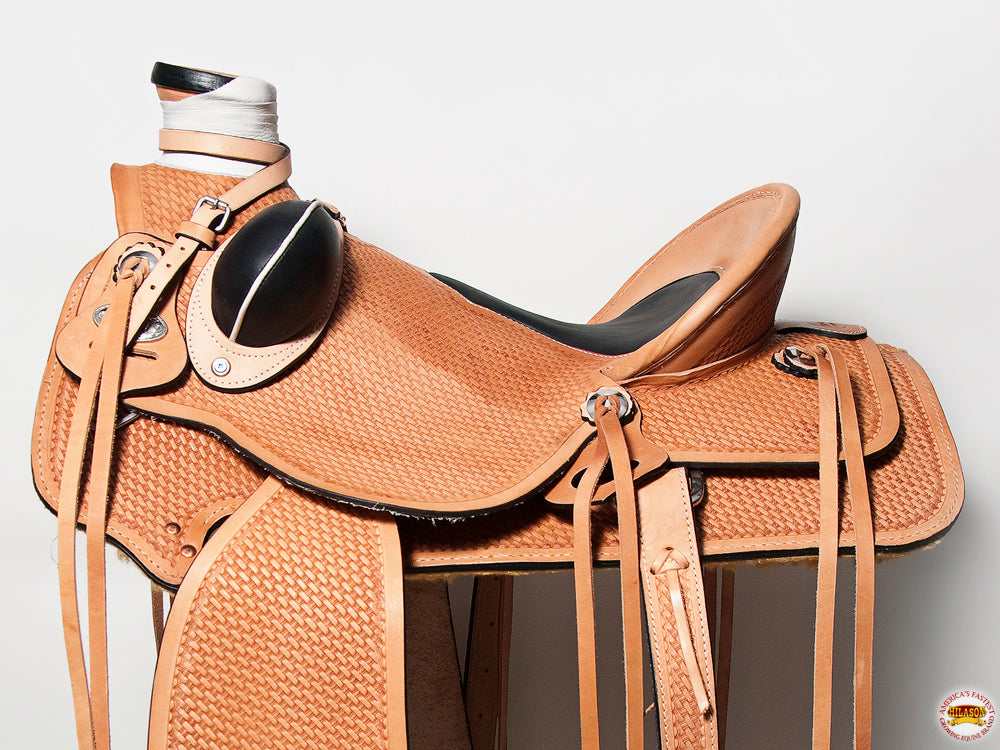 Western Horse Saddle American Leather Wade Ranch Roping Basketweave Tan Hilason