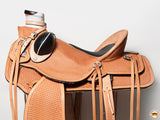 Western Horse Saddle American Leather Wade Ranch Roping Basketweave Tan Hilason