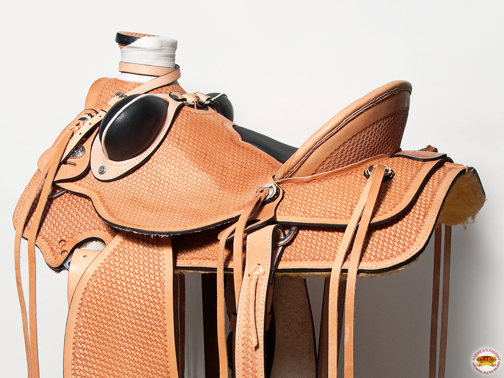 Western Horse Saddle American Leather Wade Ranch Roping Basketweave Tan Hilason